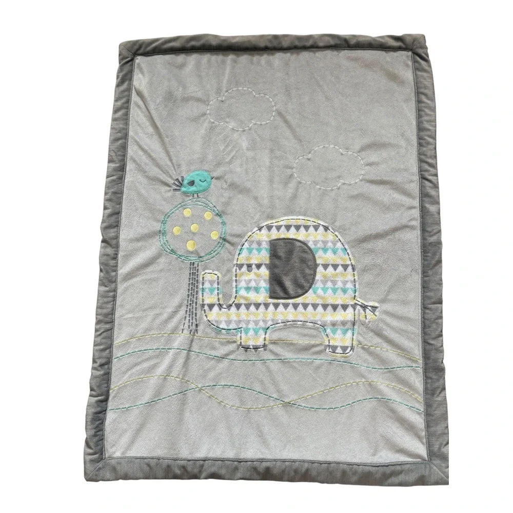 Koala Baby Elephant Bird Plush Sherpa Blanket Gray Yellow‎ 5F62996 30x40